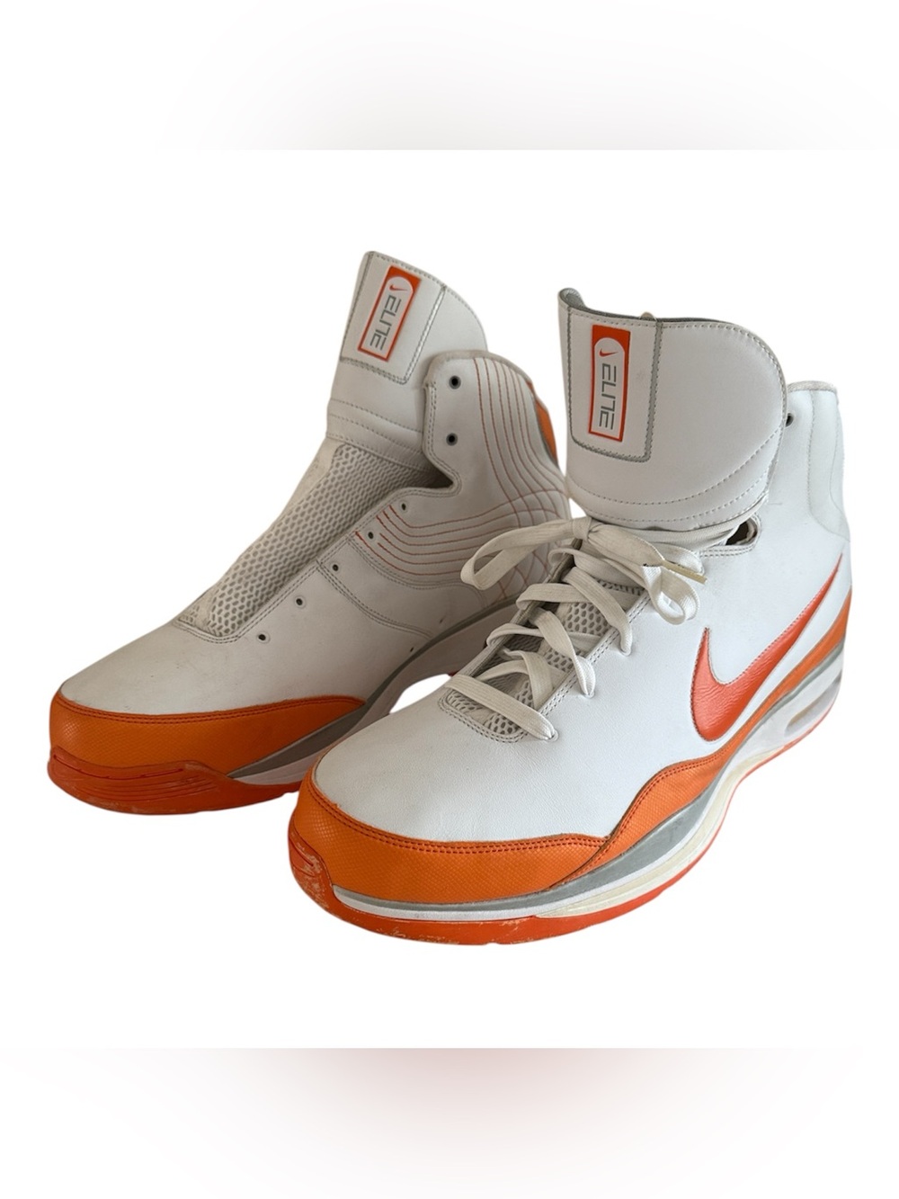 Men’s Nike White and Orange High-Top Basketball Shoes-Size 20 NWOB